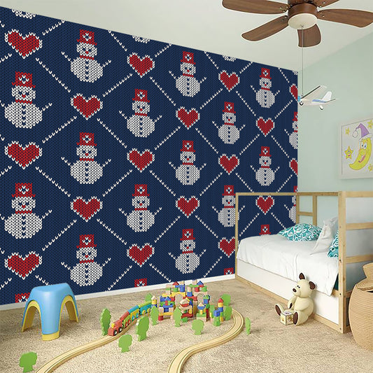 Cute Snowman Knitted Pattern Print Wall Sticker