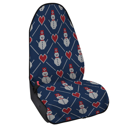 Cute Snowman Knitted Pattern Print Waterproof Car Seat Cover