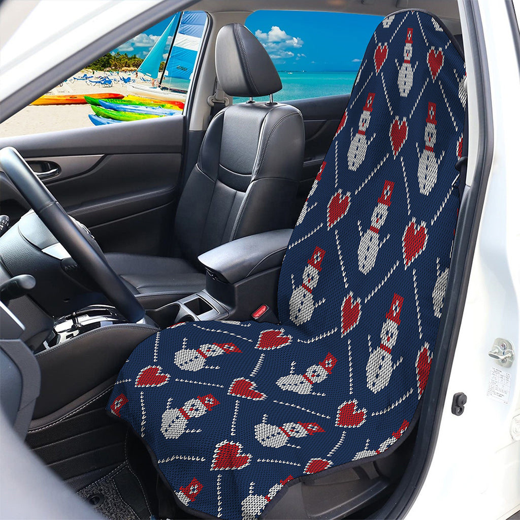 Cute Snowman Knitted Pattern Print Waterproof Car Seat Cover