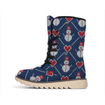 Cute Snowman Knitted Pattern Print Winter Boots