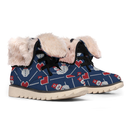 Cute Snowman Knitted Pattern Print Winter Boots