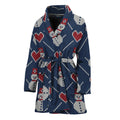 Cute Snowman Knitted Pattern Print Women's Bathrobe