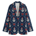 Cute Snowman Knitted Pattern Print Women's Blazer
