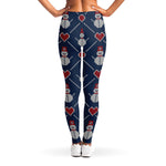 Cute Snowman Knitted Pattern Print Women's Leggings