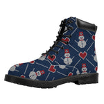 Cute Snowman Knitted Pattern Print Work Boots