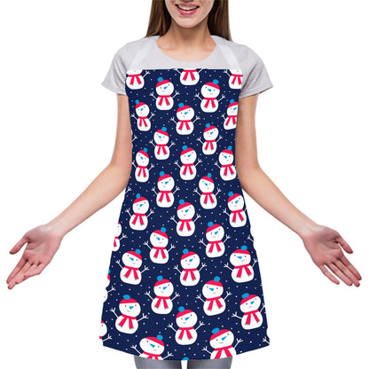 Cute Snowman Pattern Print Adjustable Apron