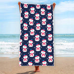 Cute Snowman Pattern Print Beach Towel