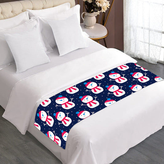 Cute Snowman Pattern Print Bed Runner