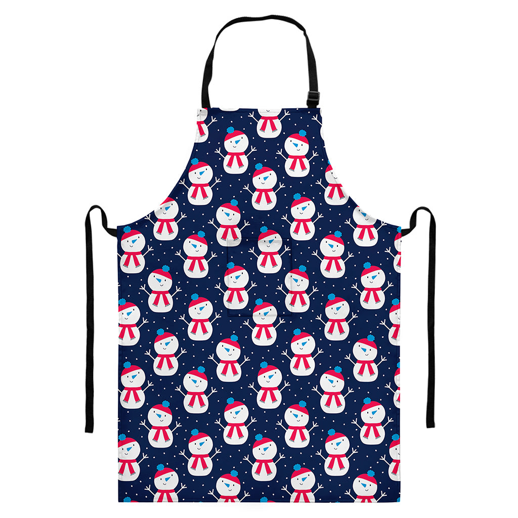 Cute Snowman Pattern Print Bib Apron With Pocket