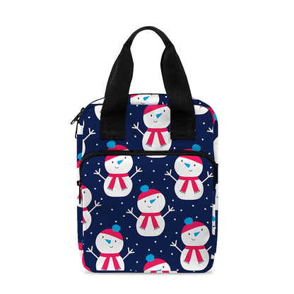Cute Snowman Pattern Print Bible Tote Bag