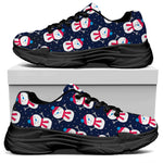 Cute Snowman Pattern Print Black Chunky Shoes