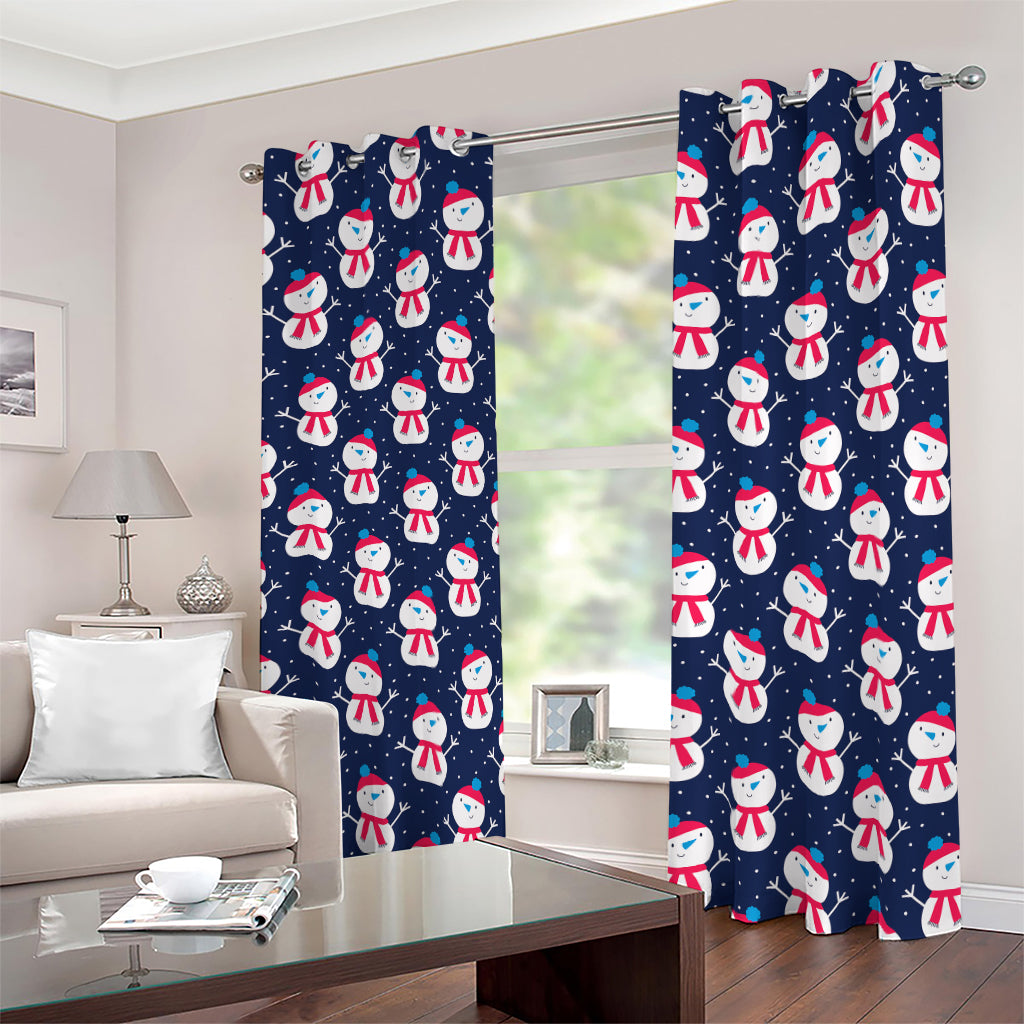 Cute Snowman Pattern Print Blackout Grommet Curtains