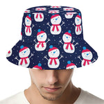 Cute Snowman Pattern Print Bucket Hat