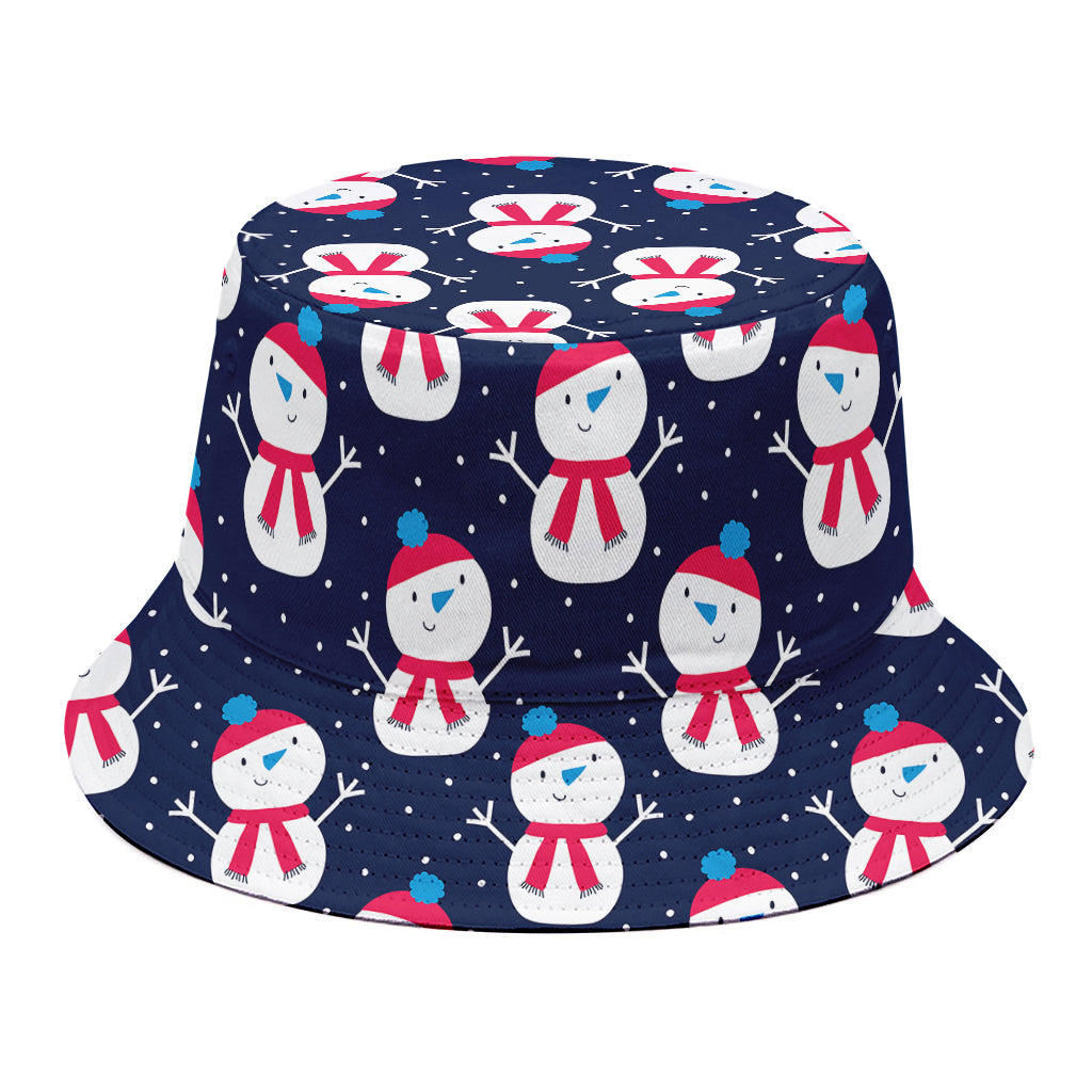 Cute Snowman Pattern Print Bucket Hat