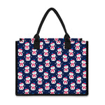 Cute Snowman Pattern Print Canvas Tote Bag