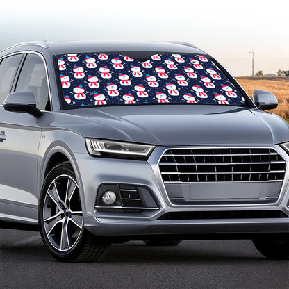 Cute Snowman Pattern Print Car Windshield Sun Shade