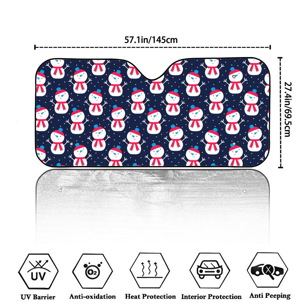 Cute Snowman Pattern Print Car Windshield Sun Shade