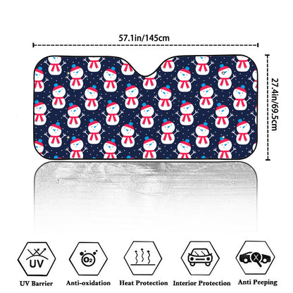 Cute Snowman Pattern Print Car Windshield Sun Shade