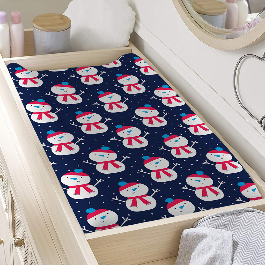 Cute Snowman Pattern Print Changing Pad Cover