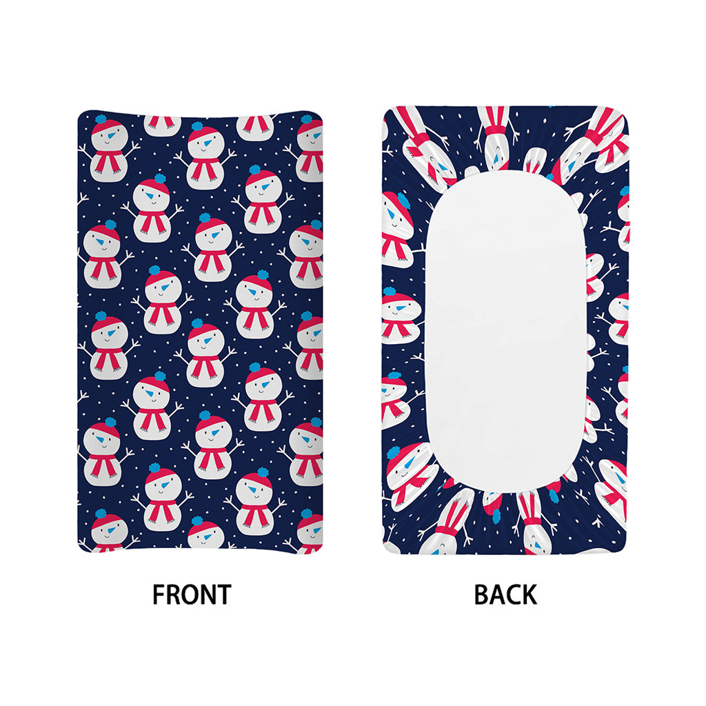 Cute Snowman Pattern Print Changing Pad Cover