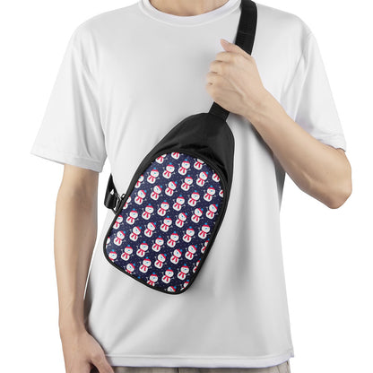 Cute Snowman Pattern Print Chest Bag