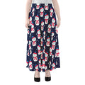 Cute Snowman Pattern Print Chiffon Maxi Skirt