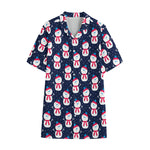 Cute Snowman Pattern Print Cotton Hawaiian Shirt
