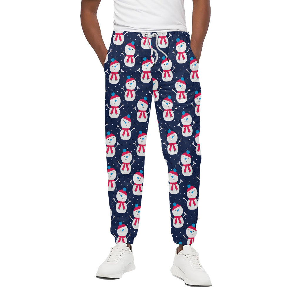 Cute Snowman Pattern Print Cotton Pants