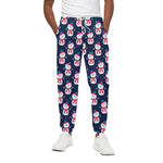 Cute Snowman Pattern Print Cotton Pants