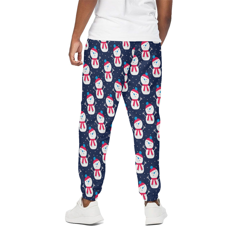 Cute Snowman Pattern Print Cotton Pants