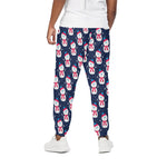 Cute Snowman Pattern Print Cotton Pants