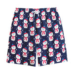Cute Snowman Pattern Print Cotton Shorts