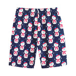 Cute Snowman Pattern Print Cotton Shorts