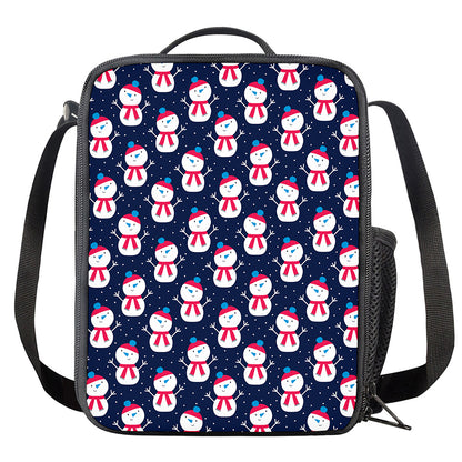Cute Snowman Pattern Print Crossbody Lunch Bag