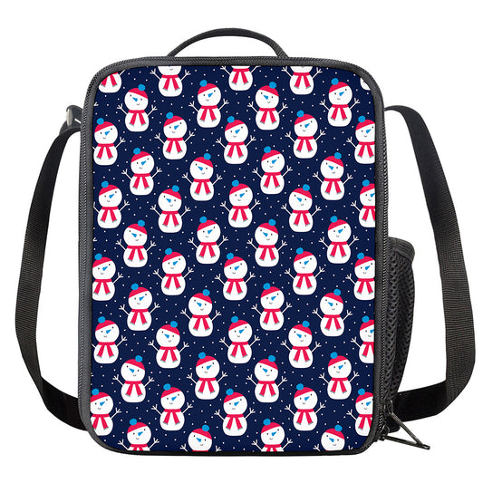 Cute Snowman Pattern Print Crossbody Lunch Bag