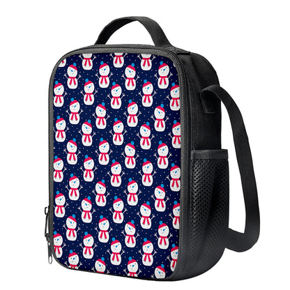 Cute Snowman Pattern Print Crossbody Lunch Bag