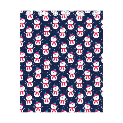 Cute Snowman Pattern Print Curtain