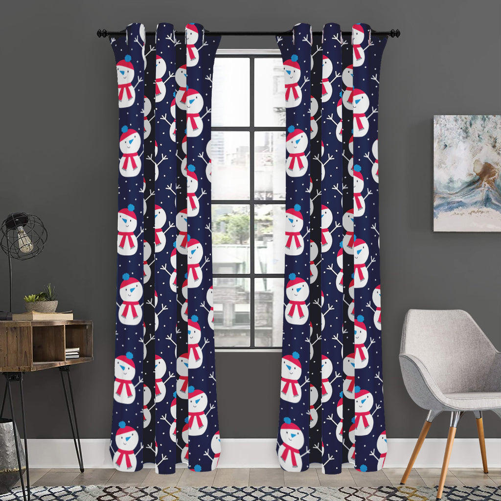 Cute Snowman Pattern Print Curtain
