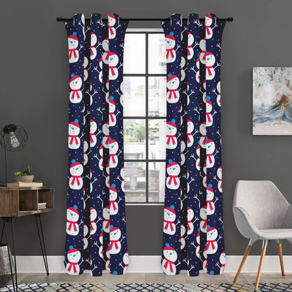 Cute Snowman Pattern Print Curtain