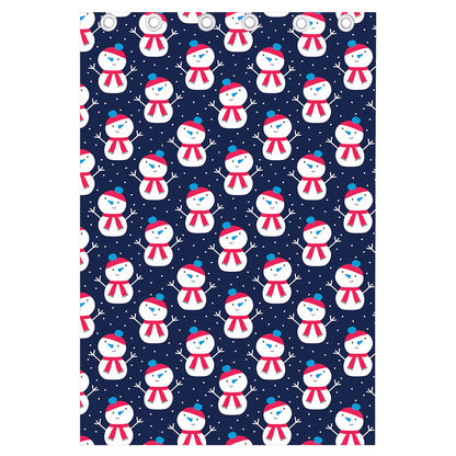 Cute Snowman Pattern Print Curtain