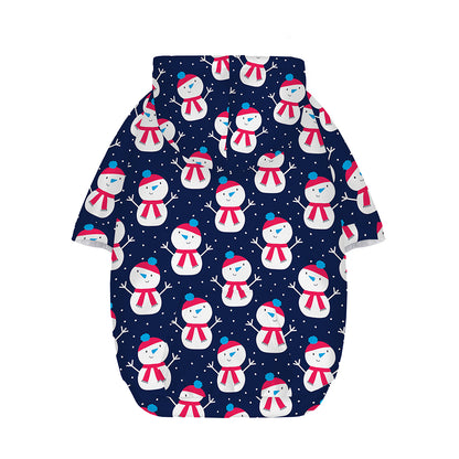 Cute Snowman Pattern Print Dog Zip Up Hoodie