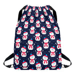 Cute Snowman Pattern Print Drawstring Backpack