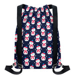 Cute Snowman Pattern Print Drawstring Backpack