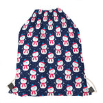 Cute Snowman Pattern Print Drawstring Bag
