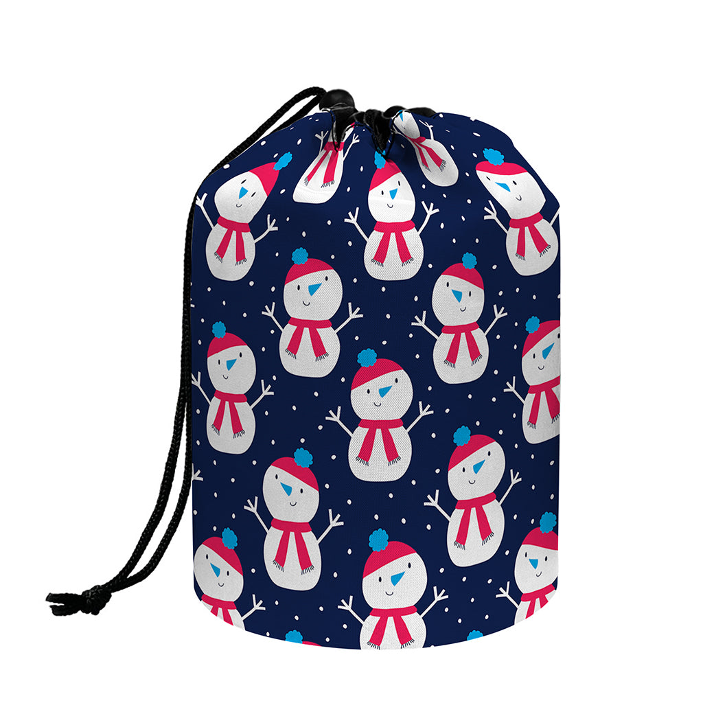 Cute Snowman Pattern Print Drawstring Makeup Bag