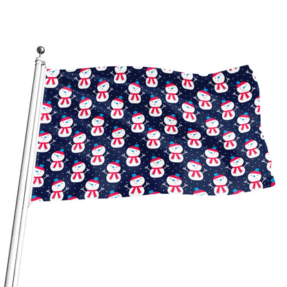Cute Snowman Pattern Print Flag