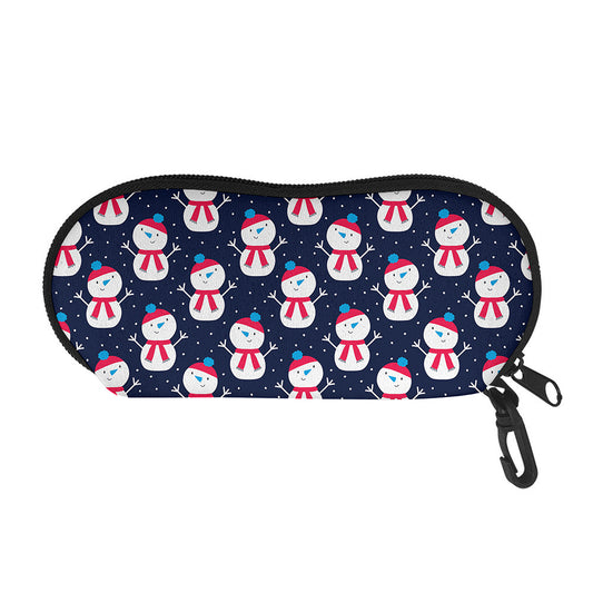 Cute Snowman Pattern Print Glasses Case