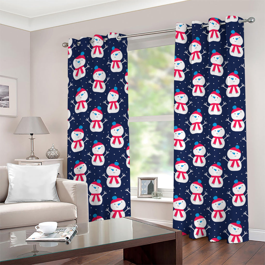 Cute Snowman Pattern Print Grommet Curtains