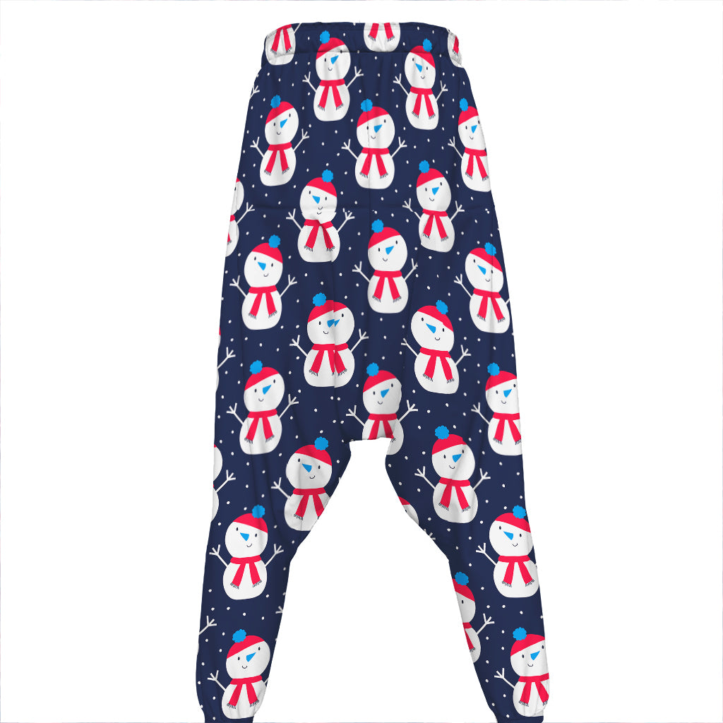 Cute Snowman Pattern Print Hammer Pants