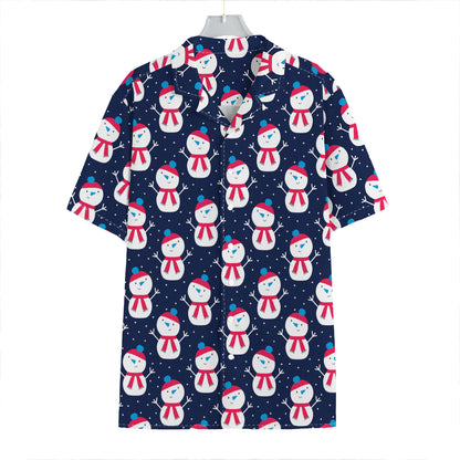 Cute Snowman Pattern Print Hawaiian Shirt